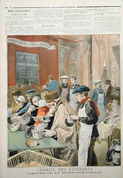 The Charity of the Students The Soup Kitchen at Butte-aux-Cailles, from Le Petit Journal, 5th February 1894 Oil Painting by Oswaldo Tofani