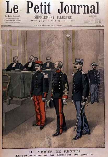 The Rennes Trial Dreyfus Brought to the Court Martial, cover of Le Petit Journal, 20 August 1899 Oil Painting by Oswaldo Tofani