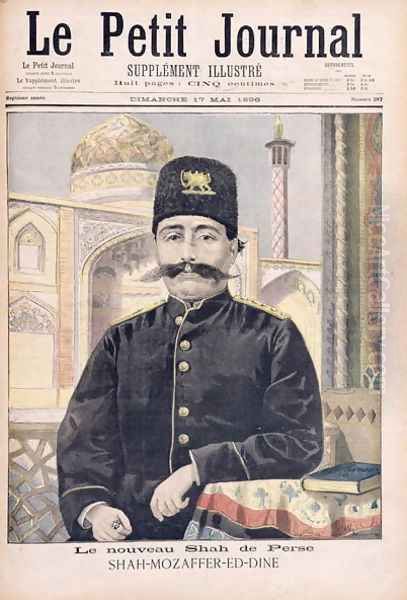 Portrait of Shah Mozzafer-ed-Din 1853-1907 illustration from Le Petit Journal, 17th May 1896 Oil Painting by Oswaldo Tofani