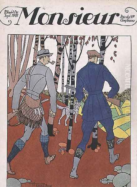 Shooting Trip, front cover, issue 21, Monsieur magazine, pub. September 1921 Oil Painting by Maurice Taquoy