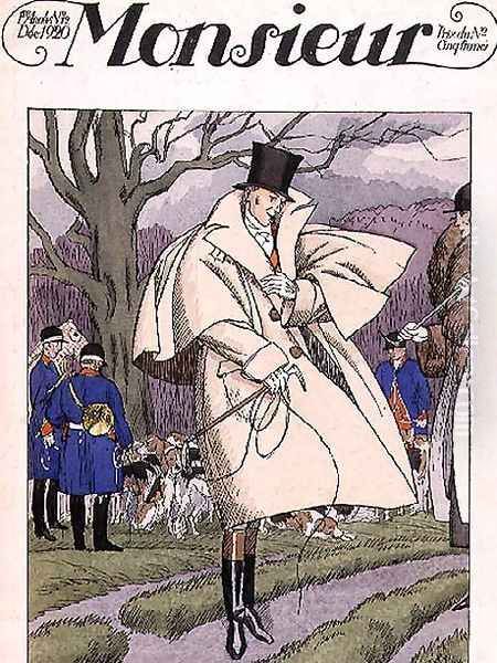 Fox Hunting, front cover, issue 12 of Monsieur magazine, pub. December, 1920 by Maurice Taquoy