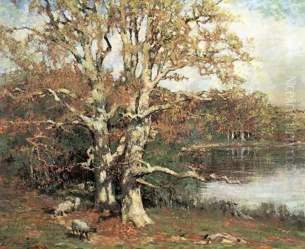 Pasture Oaks Oil Painting by Allen Butler Talcott