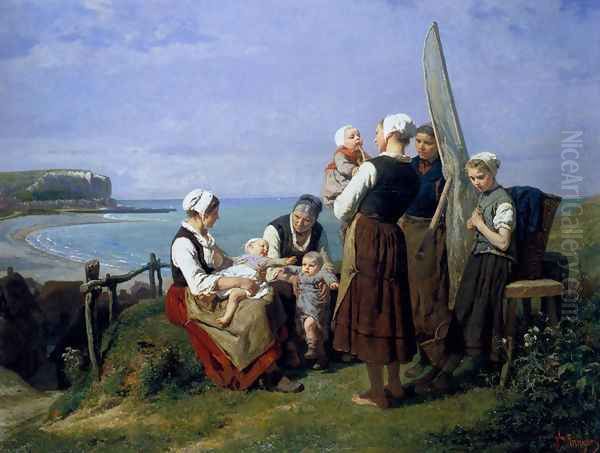 Saturday Afternoon On The Coast Of Normandy Oil Painting by Jules Trayer