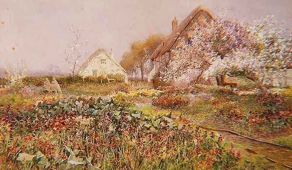 A Cottage garden in Springtime by John H. Tyson