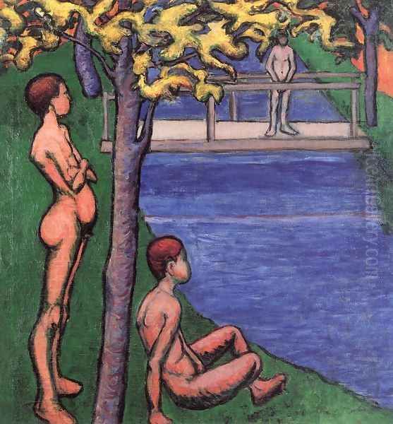 Bathers 1907 Oil Painting by Lajos Tihanyi