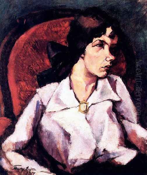 Portrait of a Woman Magda Leopold 1914 Oil Painting by Lajos Tihanyi