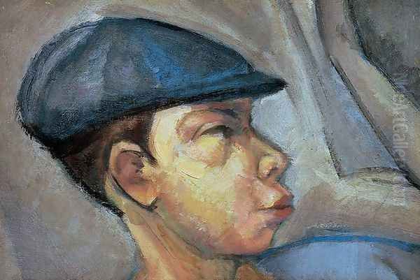 Self-portrait Wearing Cap c. 1910 Oil Painting by Lajos Tihanyi