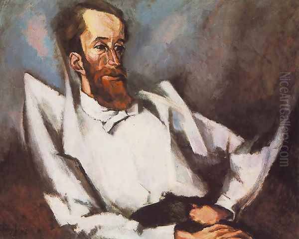 Portrait of Lajos Fulep 1915 Oil Painting by Lajos Tihanyi