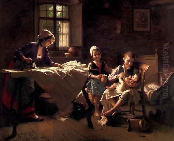 A Happy Family Oil Painting by Giovanni Battista Torriglia