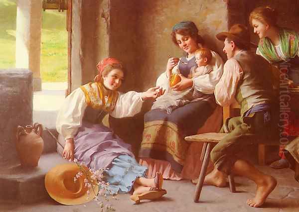 Play-Time Oil Painting by Giovanni Battista Torriglia