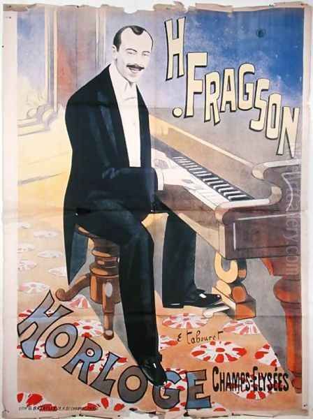 Poster advertising Harry Fragson 1869-1913 in concert at lHorloge, Champs-Elysees, Paris, c. 1900 Oil Painting by Emile Tabouret