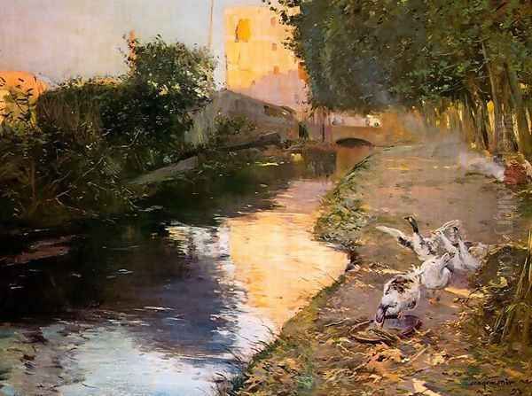 El rio Oil Painting by Joaquin Mir Trinxet