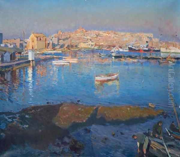 Puerto de Tarragona (Port of Tarragona) Oil Painting by Joaquin Mir Trinxet