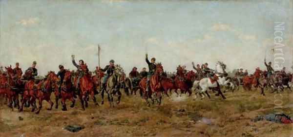 Cavalry Charge of the Union Army Oil Painting by W.T. Trego