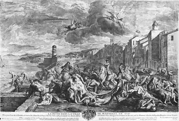 The plague of 1720 in Marseilles, engraved by Simon Thomassin 1655-1733 1727 Oil Painting by Jean Francois de Troy