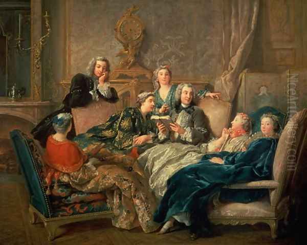 The Reading from Moliere, c.1728 Oil Painting by Jean Francois de Troy