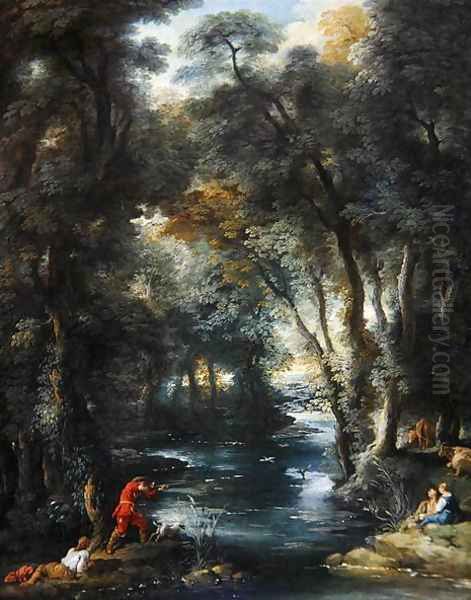 Duck Shooting in a wood, 1730 Oil Painting by Jean Francois de Troy