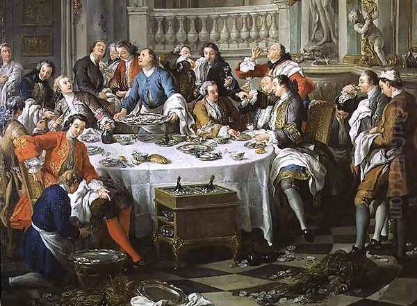 The Oyster Lunch, 1734 Oil Painting by Jean Francois de Troy