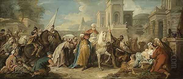 Triumph of Mordecai Oil Painting by Jean Francois de Troy