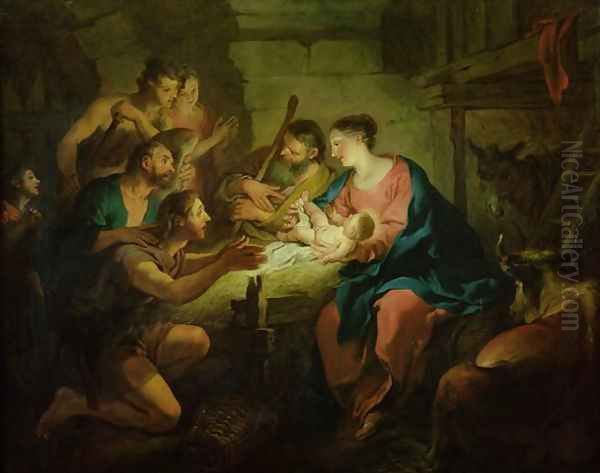 The Adoration of the Shepherds, 1725 Oil Painting by Jean Francois de Troy