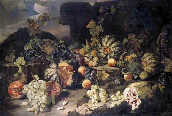 Still-Life of Fruit 1685 Oil Painting by Franz Werner von Tamm