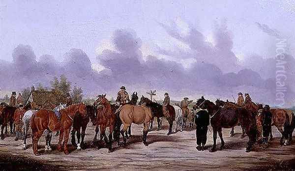 The Irish Horse Fair Oil Painting by F.C. Turner