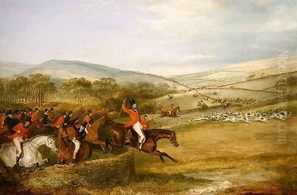 The Berkeley Hunt, Full Cry, 1842 Oil Painting by Francis Calcraft Turner