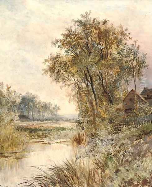 A cottage by a pond Oil Painting by Joseph Thors