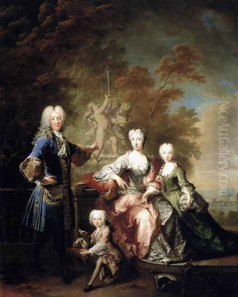 Count Ferdinand Adolf von Plettenberg and his Family 1727 Oil Painting by Robert Tournieres