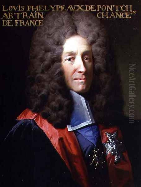 Portrait of Louis Philipeau de Pontchartrain, Chancellor of France 1643-1727 Oil Painting by Robert Tournieres