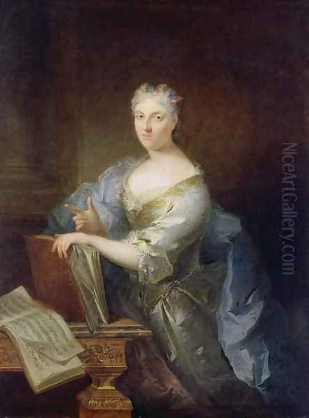 Portrait of the singer Marie-Louise Desmatins 1670-1708 Oil Painting by Robert Tournieres