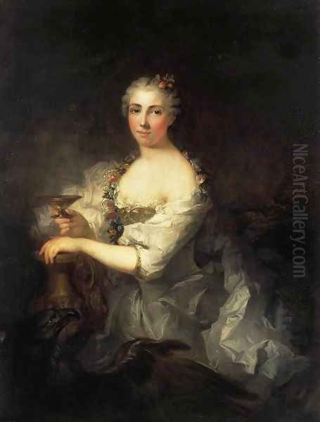 Portrait of Unknown Woman as Hebe Oil Painting by Robert Tournieres