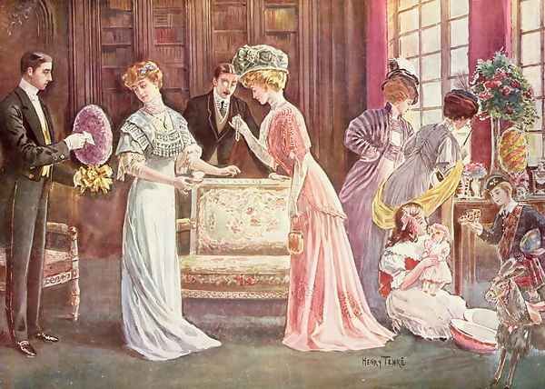 Easter Eggs in Town, 1908 Oil Painting by Charles Henry Tenre