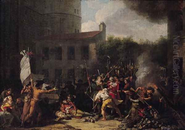 The Storming of the Bastille and the Arrest of Joseph Delaunay 1752-94 on 14th July 1789, 1789-93 Oil Painting by Charles Thevenin