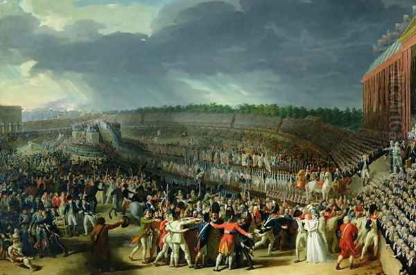 The Celebration of the Federation, Champs de Mars, Paris, 14 July 1790 Oil Painting by Charles Thevenin