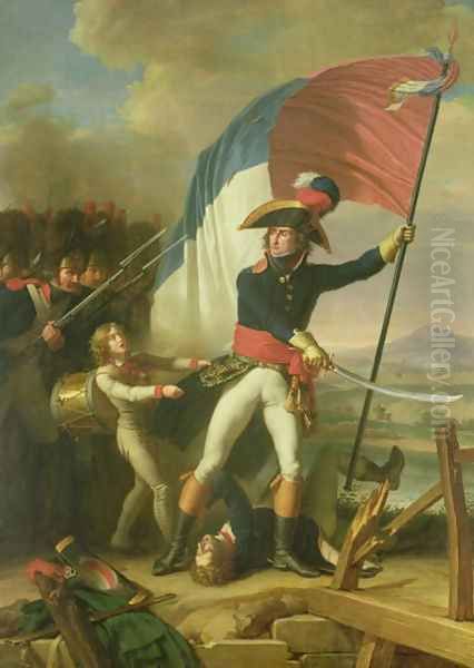 General Augereau 1757-1816 on the Bridge at the Battle of Arcola on the 15th November 1796 Oil Painting by Charles Thevenin