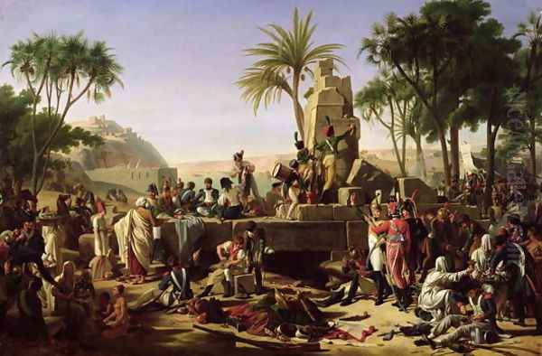 Troops halted on the Banks of the Nile, 2nd February 1799, 1812 Oil Painting by Jean-Charles Tardieu