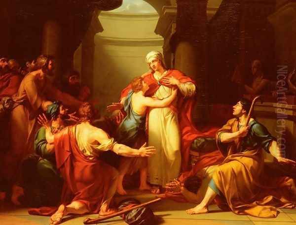 Joseph Reconnu Par Ses Freres (Joseph Recognized By His Brothers) Oil Painting by Jean-Charles Tardieu