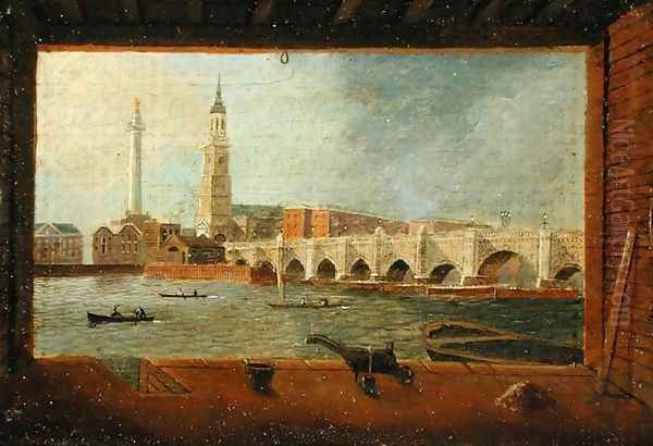 A View of London Bridge Oil Painting by Daniel Turner