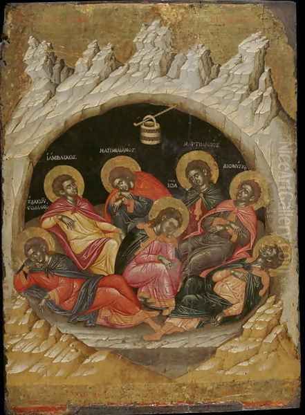 The Seven Sleepers of the Ephesos Oil Painting by Emmanuel Tzanes