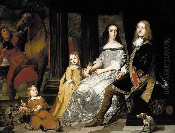 Portrait of Philips van de Werve and His Wife c. 1661 Oil Painting by Pieter Thijs