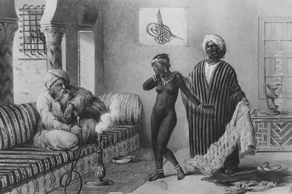 A Young Girl from Timbuktoo Being Offered by a Slave Master in Tripoli in 1854, from Voyages au Soudan et dans LAfrique Septentrionale, engraved by A. Adam, 1850 by Pierre Tremaux