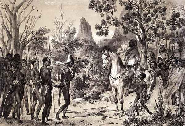 Ceremony introducing a Negro Chief to a Sennarian King, from Voyages au Soudan Oriental et dans lAfrique Septentrionale by Pierre Tremaux 1818-95 engraved by Laurens, 1852 Oil Painting by Pierre Tremaux