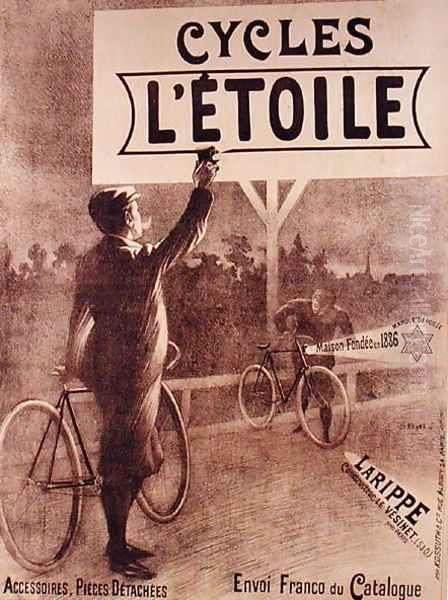 Poster advertising cycles LEtoile, 1903 Oil Painting by Charles Tichon