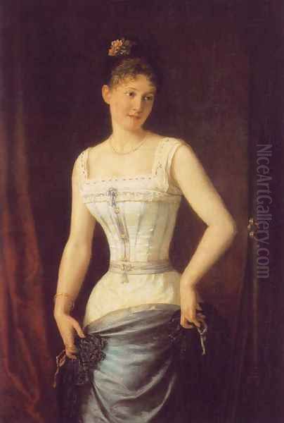 Woman with Silk Corset 1891 Oil Painting by Mor Than