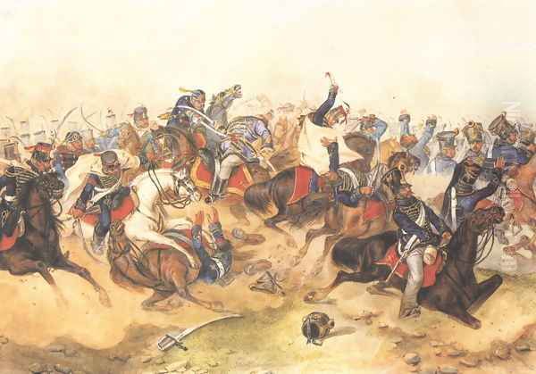 Battle at Tapiobicske I 1849-50 Oil Painting by Mor Than