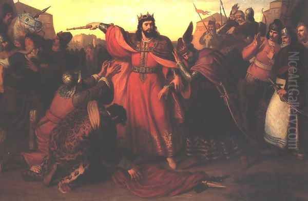 King Emeric Captures His Insurgent Brother, Andrew 1857 Oil Painting by Mor Than