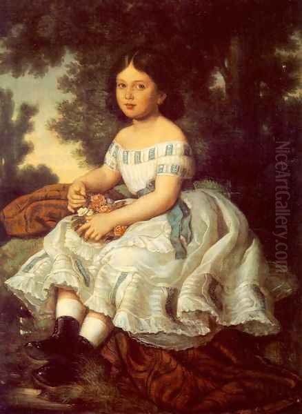 Girl in the Garden 1863 Oil Painting by Mor Than