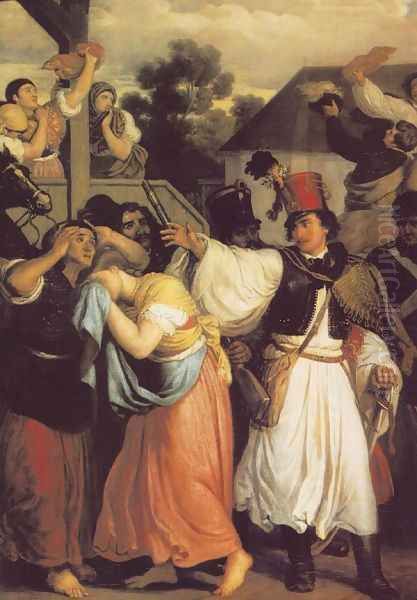 Recruiting in the Period before 1848 detail 1861 Oil Painting by Mor Than