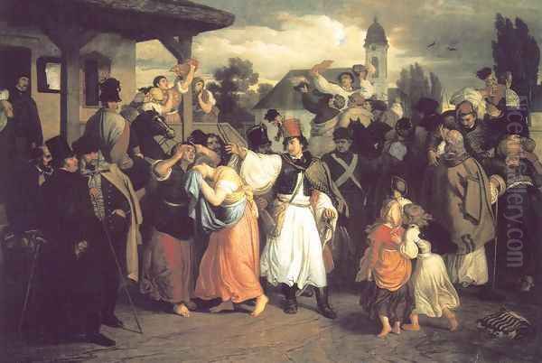 Recruiting in the Period before 1848 1861 Oil Painting by Mor Than